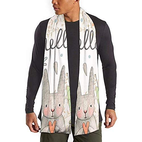 Merle House Hello Easter Print Bufanda Moda Bufandas largas Bufanda cálida grande Chal para mujeres Hombres