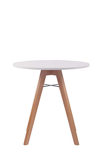 Mesa Auxiliar Viktor I Mesa de Centro Redonda I Mesita de Café con Tablero MDF I Mesa Redonda Moderna I Mesa Auxiliar Blanca I, Tamaño:75 cm