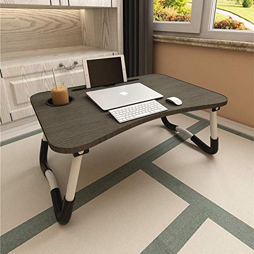 Mesa de Cama para Ordenador portátil, Plegable, portátil, con Ranura para Taza, Soporte para portátil, Bandeja de Desayuno para sofá, Cama, terraza, balcón, jardín