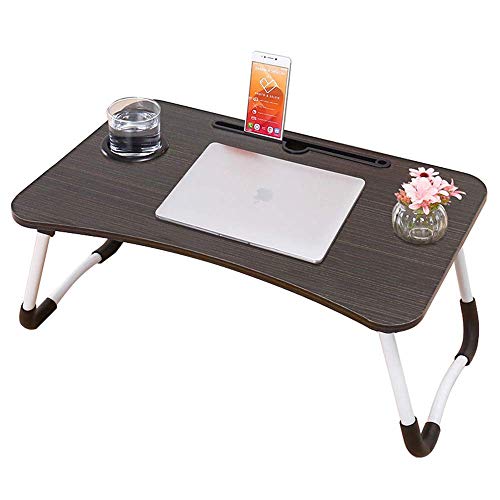 Mesa de Cama para Ordenador portátil, Plegable, portátil, con Ranura para Taza, Soporte para portátil, Bandeja de Desayuno para sofá, Cama, terraza, balcón, jardín