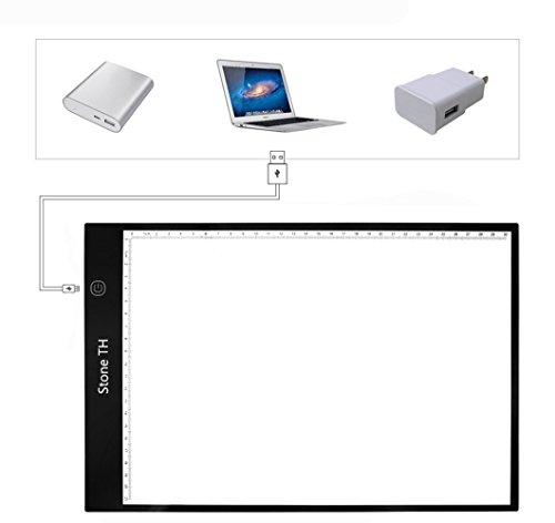 Mesa de Luz Dibujo A4, LED Tableta de Luz de Iluminación de la Caja de Alimentación Micro USB Ideal para Animacion Tatoo Dibuja