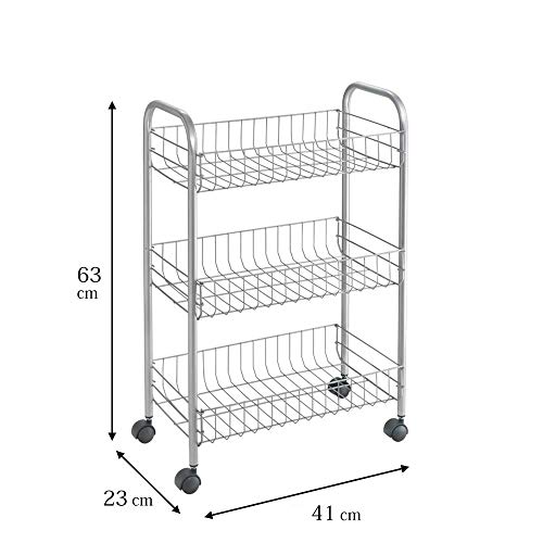 Metaltex  Lugano- Carro multiuso con ruedas, Gris, 3 cestos