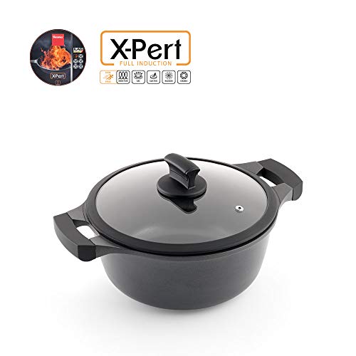 Metaltex XPERT-Cacerola Alta Aluminio Fundido, 20 cm, Antiadherente ILAG 3 Capas, Full Induction válido para Todo Tipo de cocinas