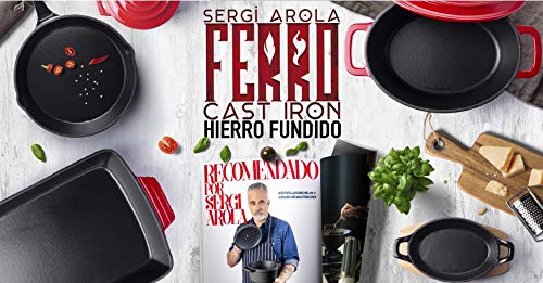 MGF Bandeja de Hierro Fundido Ferro by Sergi AROLA, óptima retención y Reparto del Calor, Especial para INDUCCIÓN, Apto para Horno, Ahorro de energía, fácil Limpieza (Bandeja 24 cm, Negro)