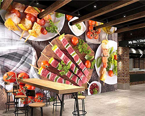 MGQSS 3D fondo de pantalla Productos cárnicos comida vegetal restaurante de comida rápida Autoadhesivo foto mural fondo de pantalla moderno Hogar decoración póster niño chico niña habi(W)350x(H)256 cm