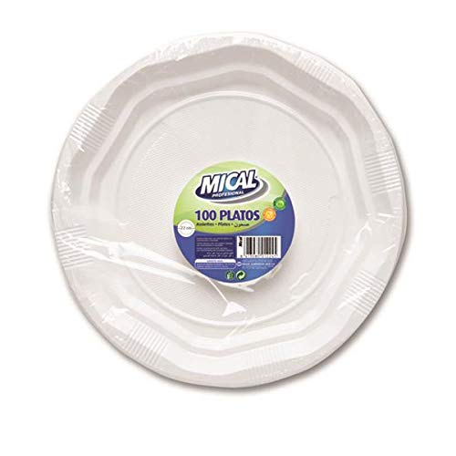 Mical - Platos de plástico - 22 cm - 100 unidades