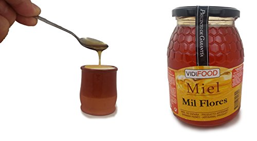 Miel de Mil Flores - 1kg - Producida en España - Alta Calidad, tradicional & 100% pura - Aroma Floral y Sabor Rico y Dulce - Amplia variedad de Deliciosos Sabores