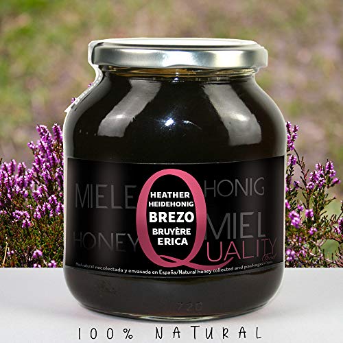 Miel pura de abeja 100%. Miel cruda de Brezo. 1 Kg. Producida en España. Sin pasteurizar ni calentar. Artesana de alta calidad. Tarro de cristal. Gran variedad de exquisitos sabores.