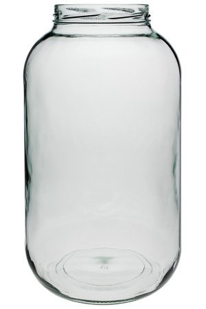 mikken - Tarro de cristal XXL 4250ml, tarro de cristal con cierre de rosca blanco y etiqueta de rotulación, tarro de cristal, transparente, 15,9 x 15,9 x 27 cm