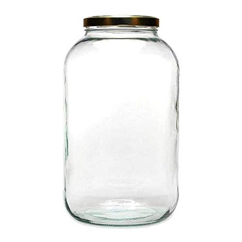 mikken - Tarro de cristal XXL 4250ml, tarro de cristal con cierre de rosca blanco y etiqueta de rotulación, tarro de cristal, transparente, 15,9 x 15,9 x 27 cm