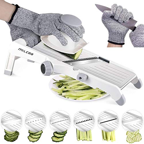 MILcea Cortador de Mandolina de Acero Inoxidable, Cortador de Verduras Multifuncional Mandolina de Cocina Slicer de Ajustable para Frutas y verduras