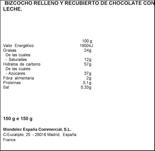 Milka Choco Trio - Bizcocho Relleno de Cacao y Cubierto de Chocolate con Leche de los Alpes - 6 Unidades, 150 g