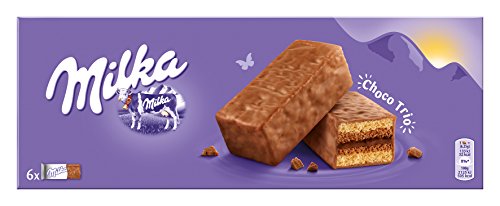 Milka Choco Trio - Bizcocho Relleno de Cacao y Cubierto de Chocolate con Leche de los Alpes - 6 Unidades, 150 g