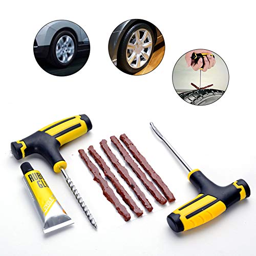 MINGWEN Universal Kit de Reparación de Neumáticos para Arreglar Pinchazos y Plug Flats Value Pack para Autos, Camiones, Motocicletas Herramienta de Enchufe del Neumático