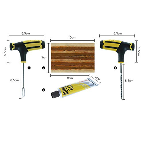 MINGWEN Universal Kit de Reparación de Neumáticos para Arreglar Pinchazos y Plug Flats Value Pack para Autos, Camiones, Motocicletas Herramienta de Enchufe del Neumático