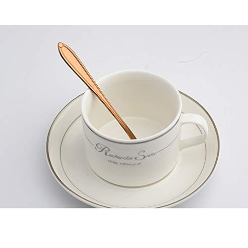 MINGZE 8 Piezas Cuchara De Acero Inoxidable con Forma De Flor, Cucharadita Vajilla Creativo Cuchara De Café, para Postres, Helados, Dulces, Té, Azúcar, Espresso, Mezclar, Mermeladas (Oro Rosa)