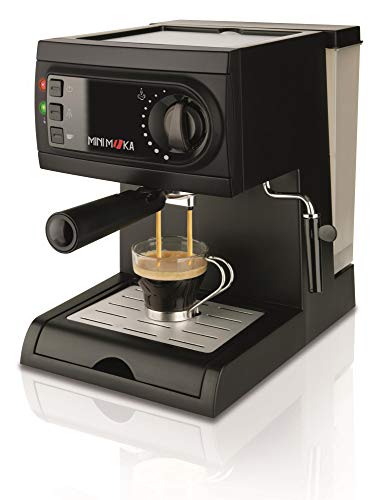 Mini Moka Minimoka CM-1622 Cafetera Espreso 15 Bar / 1050 W / 1,25 L, 5.283441 Cups, Acero Inoxidable, Negro