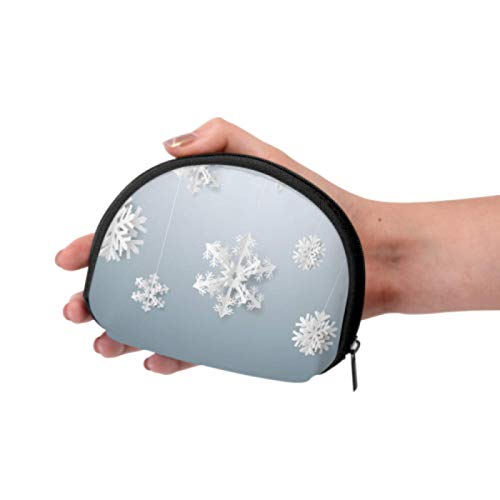 Mini Monedero para niñas Hermoso Copo de Nieve Blanco Lindo Monedero para Mujeres Monedero con Cremallera Bolsa con Cremallera Mini Bolsas de Maquillaje cosmético para Mujeres niñas Fiesta Regalos y