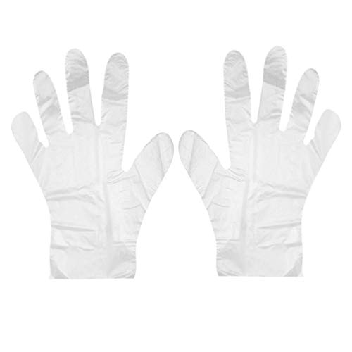 Minkissy 1000 Piezas de Guantes Desechables Guantes de Polietileno de Plástico Cómodos de Usar para La Limpieza Preparan El Salón de Comidas