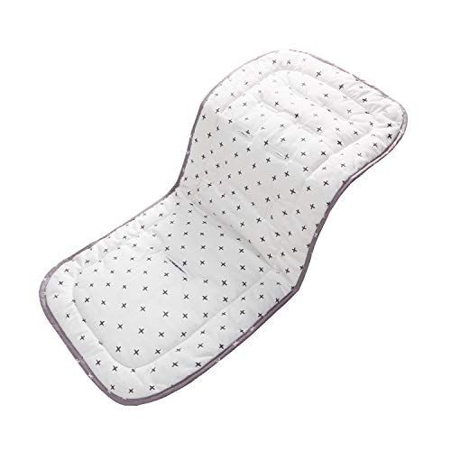 Miracle Baby Cojín Carro Bebe,Colchoneta Silla Paseo Universal Transpirable,Cojín Silla de Paseo para el Cochecito y Asiento de Carro, 100% Algodón, 32x80cm(Cruz Gris Blanca)