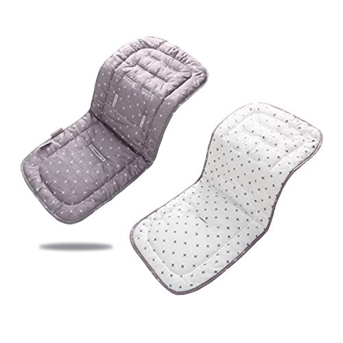 Miracle Baby Cojín Carro Bebe,Colchoneta Silla Paseo Universal Transpirable,Cojín Silla de Paseo para el Cochecito y Asiento de Carro, 100% Algodón, 32x80cm(Cruz Gris Blanca)