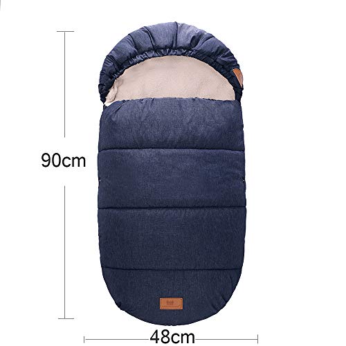 Miracle Baby Sacos Carrito Bebe,Sacos de Abrigo para Carritos Impermeable y Transpirable,Sacos Carrito Bebe Invierno Extraíble 90X48CM Azul marino