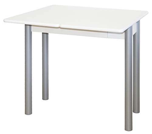 Miroytengo Mesa Blanca Plegable Cocina Mijas Cajon Funcional Patas Gris Plata 80x40-80