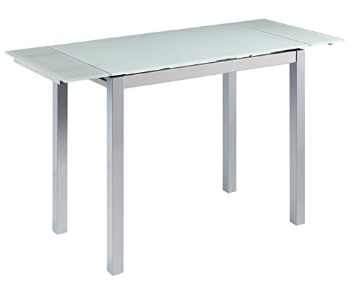 Miroytengo Mesa Cocina Cristal Extensible Color Blanco Estilo Moderno Comedor 100-140x76x60