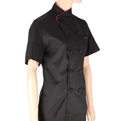 MISEMIYA 8441 Chaqueta Mujer Chef Chaqueta Cocinera, Mujer, NegroNegro,XXL