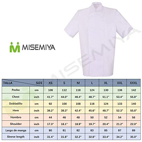 MISEMIYA - Chaquetas Cocinero Bar Restaurante Ropa Cocinero con Mangas Cortas - Ref.8422 - L, Negro