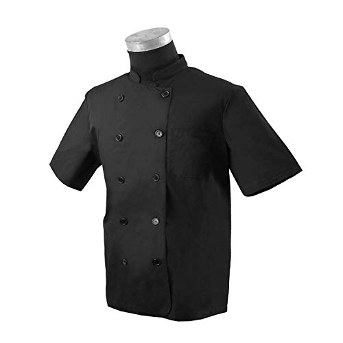 MISEMIYA - Chaquetas Cocinero Bar Restaurante Ropa Cocinero con Mangas Cortas - Ref.8422 - L, Negro