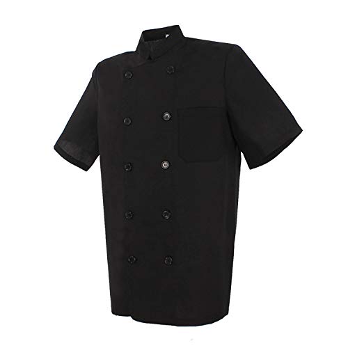 MISEMIYA - Chaquetas Cocinero Bar Restaurante Ropa Cocinero con Mangas Cortas - Ref.8422 - L, Negro