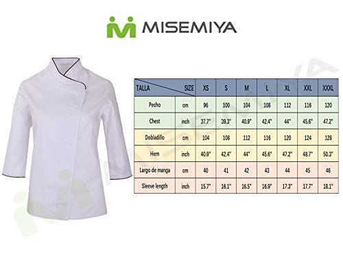 MISEMIYA - Chaquetas Uniformes Chef COCINERA Bar Restaurante HOSTELERÍA Mangas LARGAS - Ref.703 - XX-Large, Negro