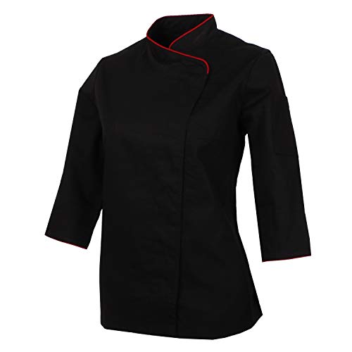 MISEMIYA - Chaquetas Uniformes Chef COCINERA Bar Restaurante HOSTELERÍA Mangas LARGAS - Ref.703 - XX-Large, Negro