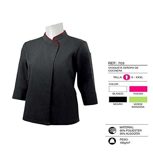 MISEMIYA - Chaquetas Uniformes Chef COCINERA Bar Restaurante HOSTELERÍA Mangas LARGAS - Ref.703 - XX-Large, Negro