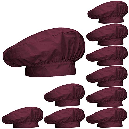 MISEMIYA - Gorro Frances Cocina Gorro Cocinero COCINERA Gorro Chef Gorro Forma Seta Ref.918 - Granate, Pack* 1 Pcs