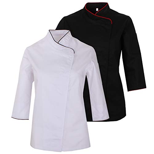 MISEMIYA - Pack*2 pcs - Chaquetas Uniformes Chef COCINERA Bar Restaurante HOSTELERÍA Mangas LARGAS - Ref.703 - S, Mixto