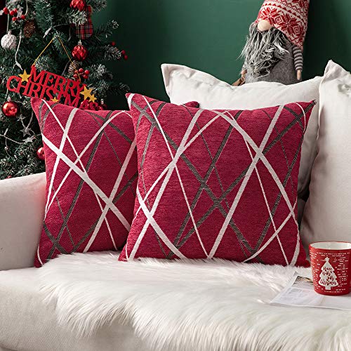 MIULEE Navidad Fundas de cojín para sofá Gamuza Sintética Almohada Caso de Diseño Geométrico Decorativas Fundas Cojines 18 x 18inch 45 x 45cm 2 Pieza Helado Rojo