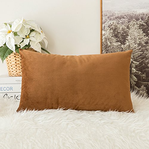 MIULEE Terciopelo Funda de Cojine Funda de Almohada del Sofá Throw Cojín Decoración Almohada Caso de la Cubierta Decorativo para Sala de Estar 30x 50cm 12 x 20 Pulgadas 1 Pieza Marrón Chocolate