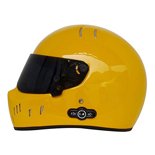 MJW Casco De Moto Bluetooth, Sistema Integrado De Comunicación por Intercomunicación (Rango 500M, Emparejamiento 2-3Riders, Radio FM, Resistente Al Agua, L (54-62Cm)),Orange