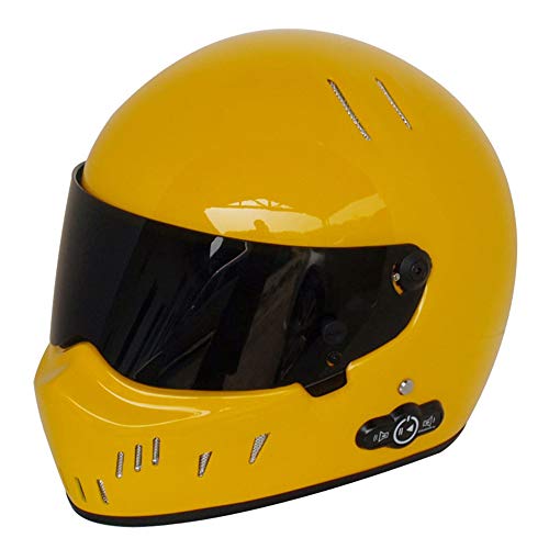 MJW Casco De Moto Bluetooth, Sistema Integrado De Comunicación por Intercomunicación (Rango 500M, Emparejamiento 2-3Riders, Radio FM, Resistente Al Agua, L (54-62Cm)),Orange