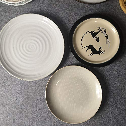 MMGC Plato de cerámica para el hogar, Plato de vajilla, vajilla Creativa, Plato de Alivio, Filete