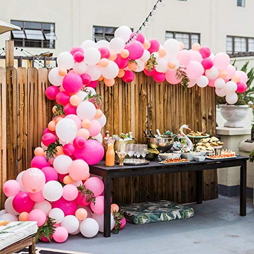 MMTX Set de Globos de Confeti Rosa de 51 Piezas, Incluyendo Globos de Látex Rosa, Blanco, Rojo y Rosa, Globos de Confeti y 1 Rollo de Cinta para Cumpleaños Fiesta de Bodas Decoraciones Baby Shower