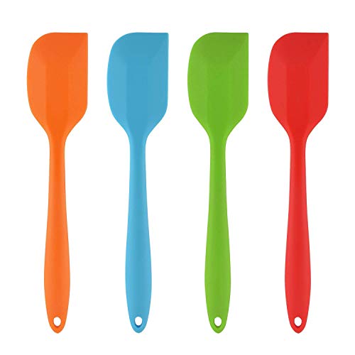 MOACC Espatula de Silicona Lenguas Cocina con Núcleo de Acero, No Tóxico, Antiadherente, Resistente al Calor, Utensilios para Cocina y Horneado, Set de 4 Piezas