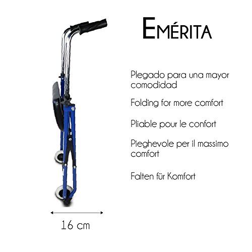 Mobiclinic, Modelo Emérita, Andador para ancianos, adultos, mayores o minusválidos, de acero, ligero, plegable, con asiento y 2 ruedas, Color Azul