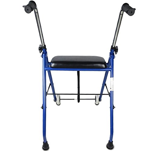 Mobiclinic, Modelo Emérita, Andador para ancianos, adultos, mayores o minusválidos, de acero, ligero, plegable, con asiento y 2 ruedas, Color Azul