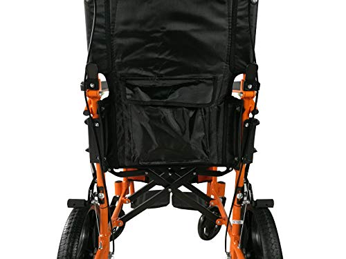 Mobiclinic, Modelo Pirámide, Silla de ruedas ortopédica, asiento de 46 cm, para minuválidos, plegable, de aluminio, freno en manetas, reposapiés, reposabrazos, color naranja