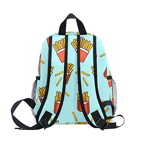 Mochila azul con patatas fritas para la escuela, para niños y niñas, mochila de viaje de 3 a 8 años de edad preescolar