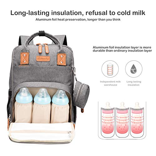 Mochila Bebe, Pejoye,Mochila Bebe Pañales Plegable Cinturón de Pañales Impermeable Multifuncional Portátil de Viaje Para Madre (Gancho de Cinturón Gris)