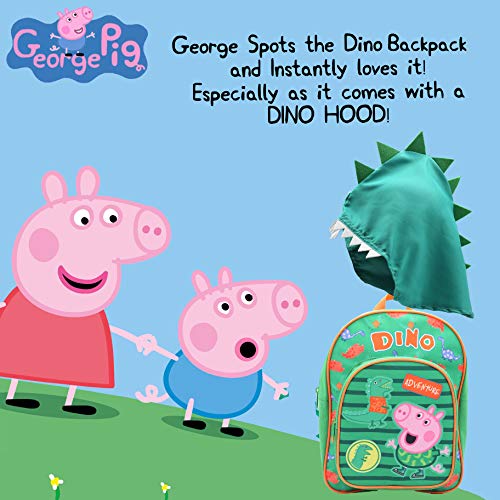 Mochila De Peppa Pig | Accesorio Escolar George Peppa Pig | Mochila con Capucha De Dinosaurio Desmontable para Niños